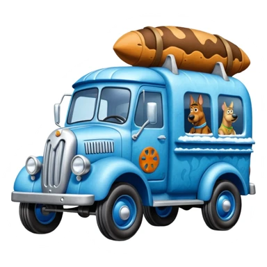 The Flintstones shiny crushed-dark iced-blue frozen Scooby Doo 1912 Bug busters liquidator’s antique long-wheelbase snub-nose off-road moving truck  sticker