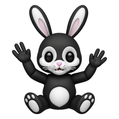 Emoji pour twitch d'une peluche lapin squelette noir qui dit bonjour sticker