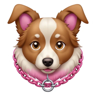 brown white and caramel dog wearing a pink chain sticker
