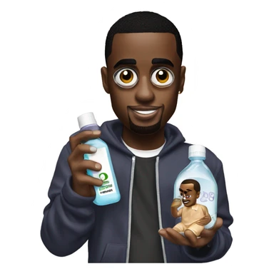 p diddy with justin bieber holding baby oil sticker