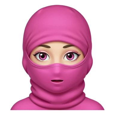 baggy stylish balaclava pink in colour with girly eyes showing through the eye holes of the balaclava with beautiful eyelashes on  sticker