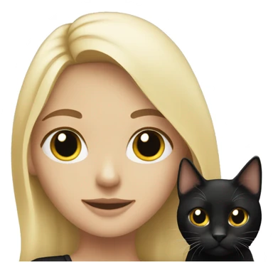 blonde girl with black cat sticker