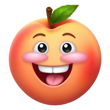 Peach sticking its tongue out smiling  sticker