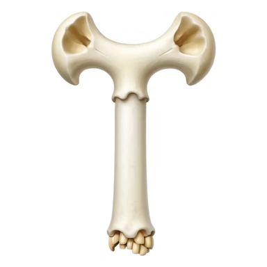 a femur bone with osteoporosis sticker