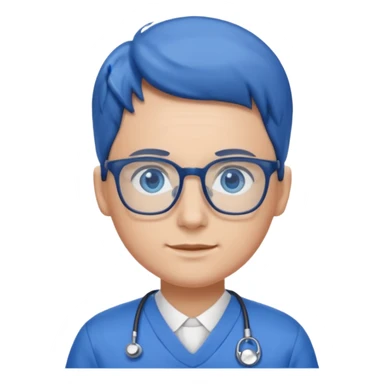Generate from my photo blue eyes with glasses wearing care blue uniform sticker