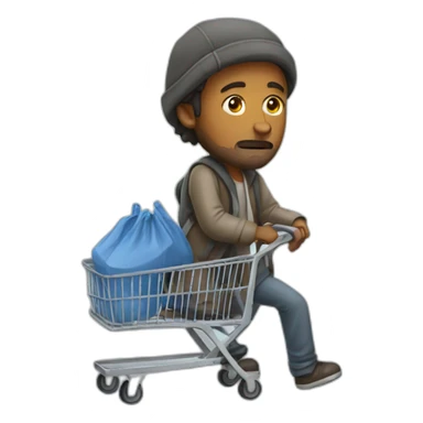 Homeless man with trolley sticker