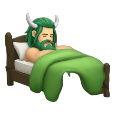 green haired viking sleeping sticker
