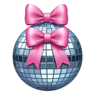 disco ball with a pink bow on top sticker
