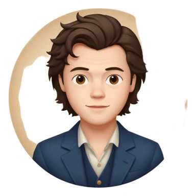 une personne joli, qui ressemble a harry styles de 3 quart  dans un rond  sticker