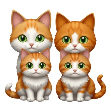 3 tiny short hair cats including a dark grey and white cat with green eyes, a ginger and white with orange eyes and a brown tabby and white with hazel eyes sticker