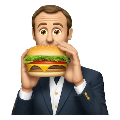 Macron qui mange un burger sticker