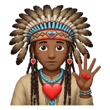 Black American man dark brown with dreads with a American Indian headdress with doing heart me sticker