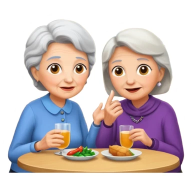 conversación dentro de un restaurant  dos personas y una de las persoans sea una abuela sticker