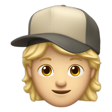 blonde guy wearing a cap with a mac book pro sticker