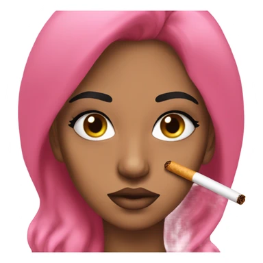 mixed baddie smoking a pink joint with long thick fake lashes sticker