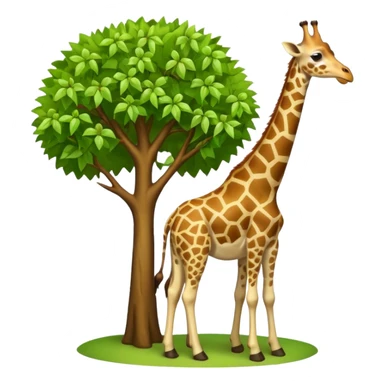 giraffe eating leaves from a tree sticker