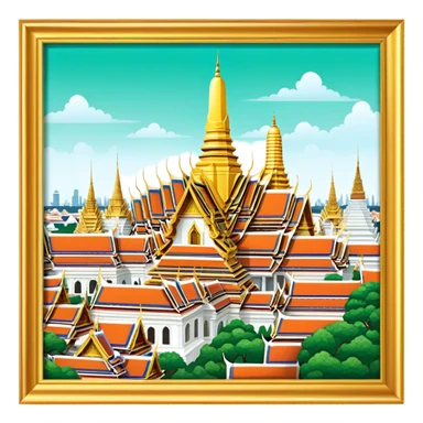 Grand Palace Bangkok Landmark Emoji – Featuring golden spires, Thai architecture, and the Emerald Buddha Temple. sticker