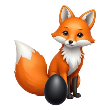 Fox tail connected to a small black egg shaped object sticker