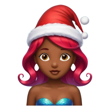 dark skin  mermaid with christmass hat sticker