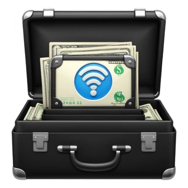 open wifi money filled briefcase sticker