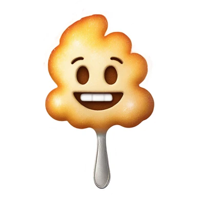 Happy face with face covered in sugar and spoon full of sugar with fire under the spoon sticker