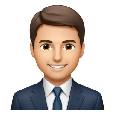 Illustrate Tom Cruise in a suit with sharp look & short hair. sticker