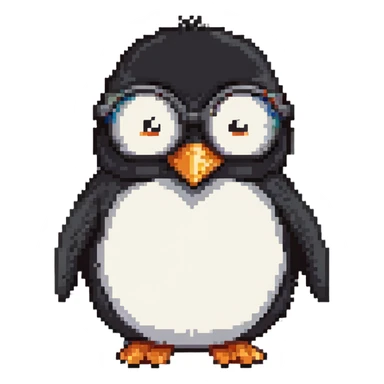 cute penguin head with round glasses, smart looking sticker