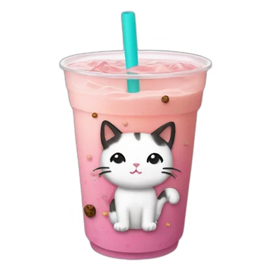 Boba tea with cats sticker