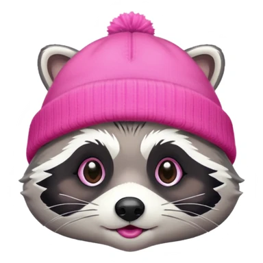 racoon with pink and white beanie sticker