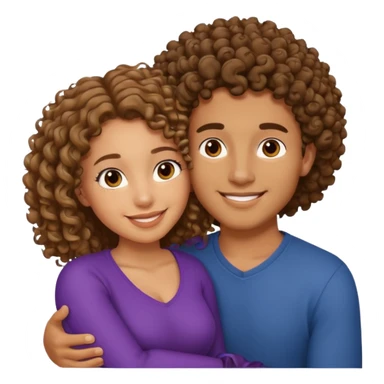 cuddling couple lightskinned male, brownskin girl with curly hair sticker