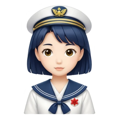 Cute Japanese high school girl in traditional sailor uniform with pleated skirt sticker