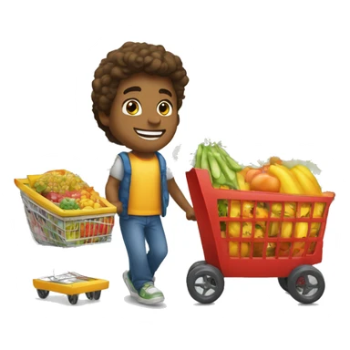 Jovem sorrindo com carrinho de supermercado sticker