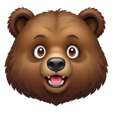 Cinematic Comical Grizzly Bear Portrait Emoji, Head tilted dramatically with an exaggeratedly amused expression, featuring a striking, rugged deep brown fur with bold fur texture, wide, expressive eyes filled with playful disbelief, Simplified yet hilariously expressive features, highly detailed, glowing with a slightly sassy glow, high shine, dramatic yet playful, stylized with an air of cheeky wilderness mischief, bright and endearing, soft glowing outline, capturing the essence of a spirited and over-the-top grizzly, so meme-worthy it feels like it could roar its way into internet fame instantly! sticker