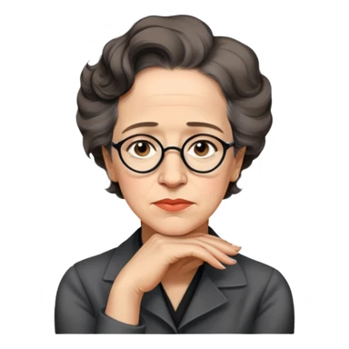 portrait of Hannah Arendt, thoughtful expression, no glasses, neutral background sticker