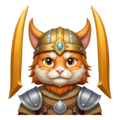 ginger cat viking with horned helmet, in a grand Valhalla hall sticker
