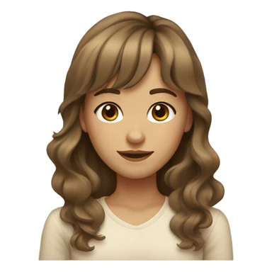 light tan girl with long brown hair and wispy bangs sticker