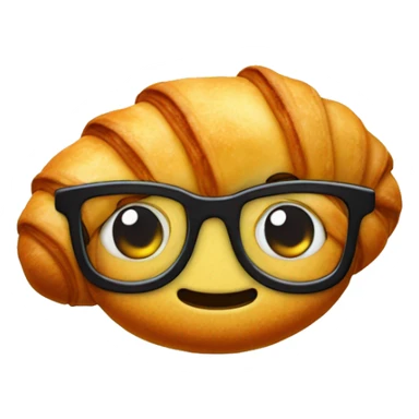 Croissant with a nerd face sticker