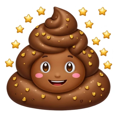 Poop with a cute smile and sparkles around it sticker