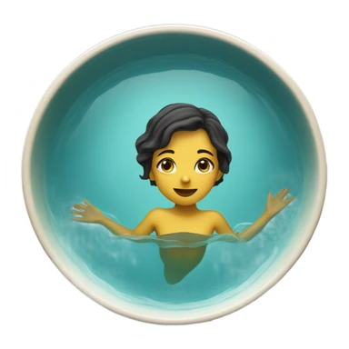 A girl swimming in a bowl of mustard sticker