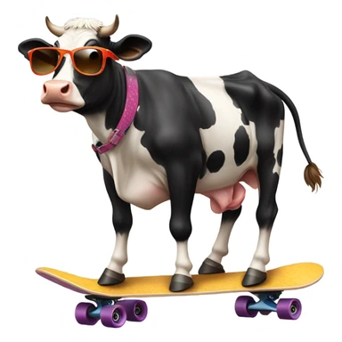 Cow on a skateboard with sunglasses sticker