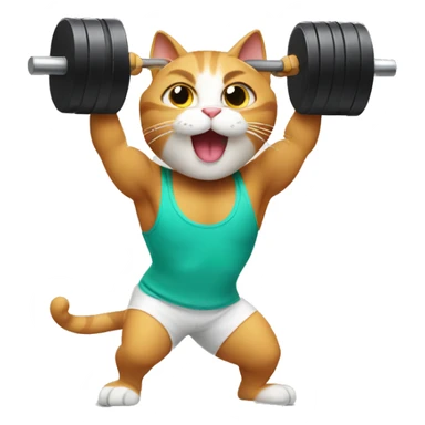 cat lifting weights sticker