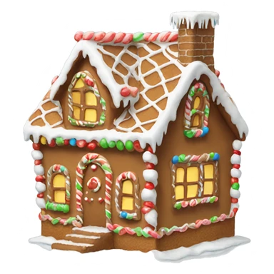 A detailed gingerbread house with icing snow and candy accents sticker