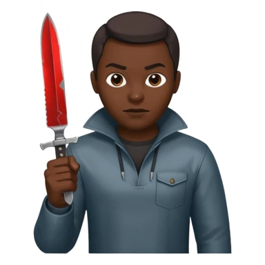a evil face with a knife in their hand and te emoji tu be just the head and the hand with the knife sticker
