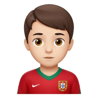 Une enfant qui a le coupe sur le coter et qui a le maillot du portugal sticker