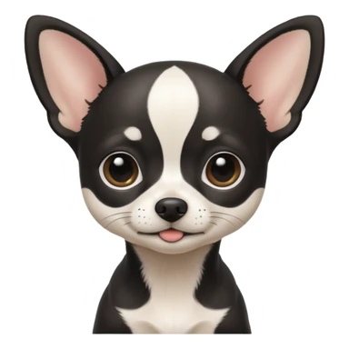 A black and white chihuahua emoji please with a thin white line on the center of head sticker