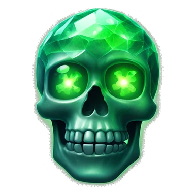  Crystalized transparent skull with glowing green eyes sticker