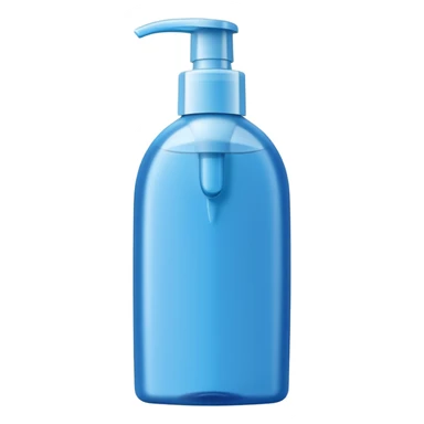 upright shampoo bottle, smooth curved silhouette, flip-top or pump cap, sleek, semi-opaque or colored blue green or white, clean and fresh, no branding or text, soft lighting, emoji scale sticker