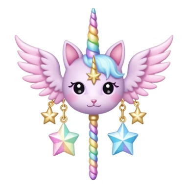 Kawaii decora cutecore starlight staff with wings and cute unicorn cat charms sticker