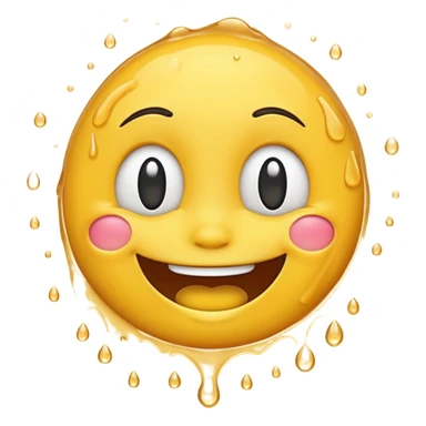 An animation of an emoji showing happy face when water is poured on it sticker