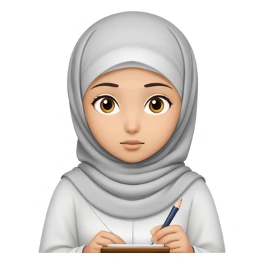 Girl with hijab doing an exam sticker